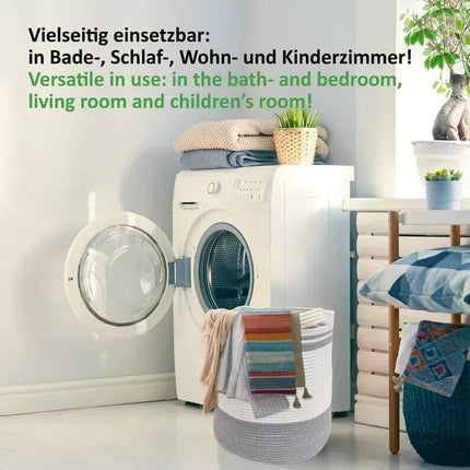 Laundry Hamper Basket 70L Cotton Rope Washing Storage Organizer for Clothes