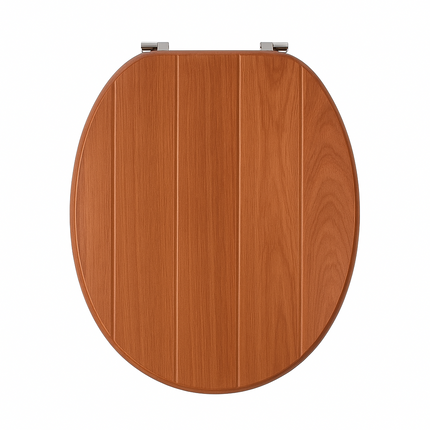 18" Universal Toilet Seat MDF Wooden Bathroom WC Easy Fit + Fittings Novelty