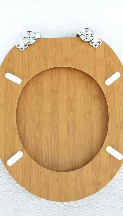 18'' Universal Wooden WC Toilet Seat Easy Fit Bathroom Seat with Fittings