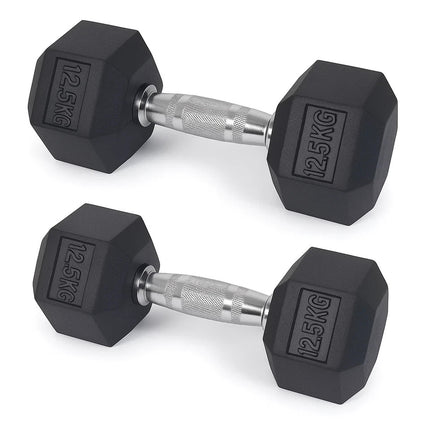 Hex Dumbbells Set 2.5kg-20kg Pair Rubber Encased Hexagonal Weight Lifting Gym