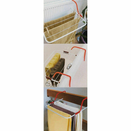 2x 3M Radiator Clothes Laundry Airer Dryer Adjustable Hanging Rack Rail
