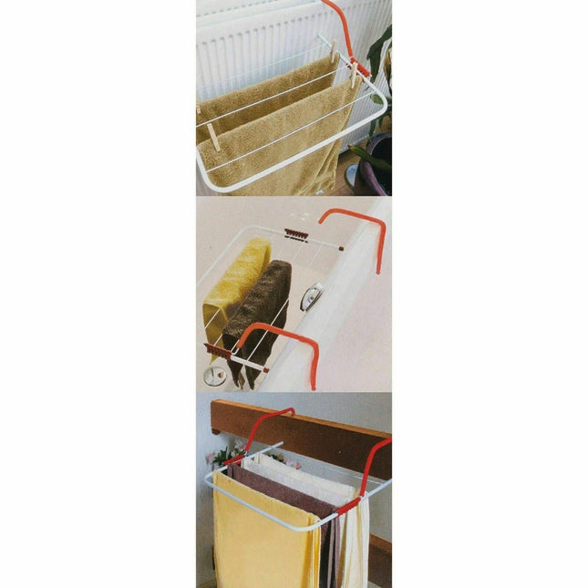 2x 3M Radiator Clothes Laundry Airer Dryer Adjustable Hanging Rack Rail