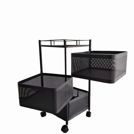 Rotating Storage Rack Trolley Cart Kitchen Bathroom Organizer Vegetable Shelf