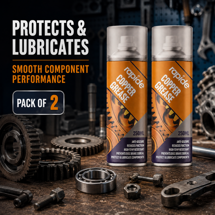 2x Rapide Copper Grease Spray 250ml Protects Lubricates Prevent Seizure Squeaks