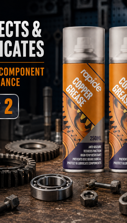 2x Rapide Copper Grease Spray 250ml Protects Lubricates Prevent Seizure Squeaks