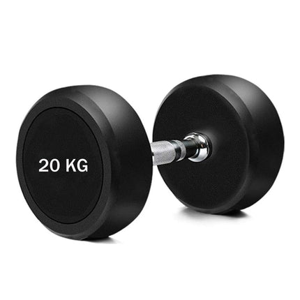 20KG Dumbbells Pair Rubber Round Lifting Hand Weights Home Gym Fitness