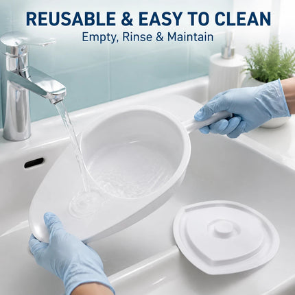 Portable Bed Pan with Lid Women and Men Spill-Resistant Reusable For Elderly