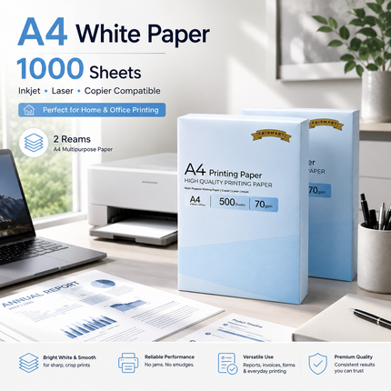 A4 Printer Paper 70gsm 80gsm Home Office Inkjet Laser Printer Copiers Reams