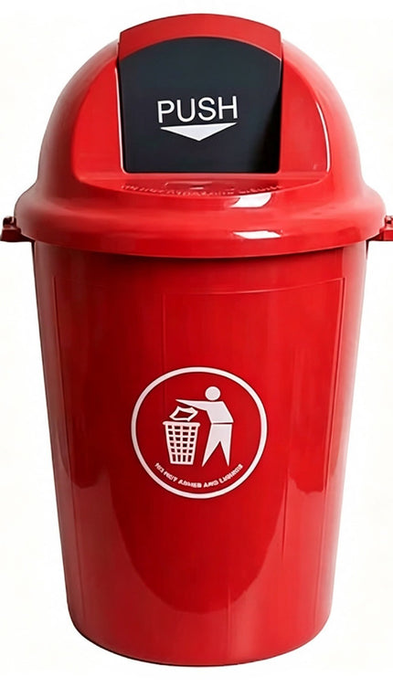 80L Large Plastic Dustbin Push Flap Lid Rubbish Waste Bin Home Office Kitchen