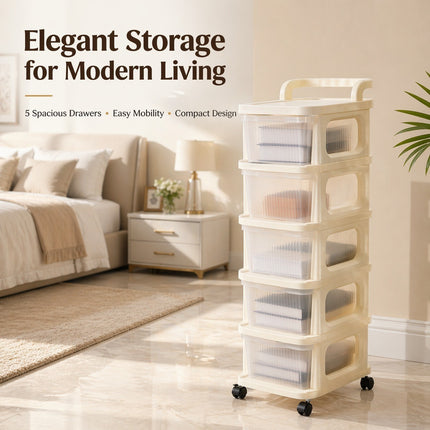 4/5 Tier Plastic Storage Trolley Drawers on Wheels Office Desk Home Organiser