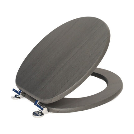 18" Universal Toilet Seat MDF Wooden Bathroom WC Easy Fit + Fittings Novelty