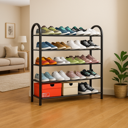 5 Tier Shoe Stand Rack Lightweight 20 Pairs Storage Compact Organizer Shelf