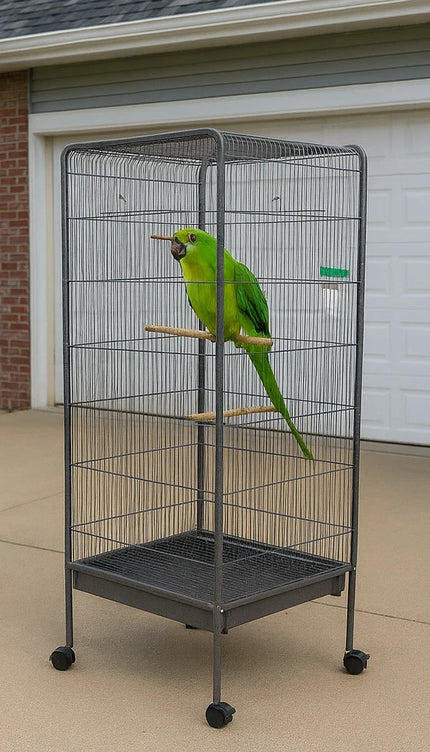 Large 53" Steel Bird Cage Standing Flight Aviary for Parrots Cockatiels & Pigeon