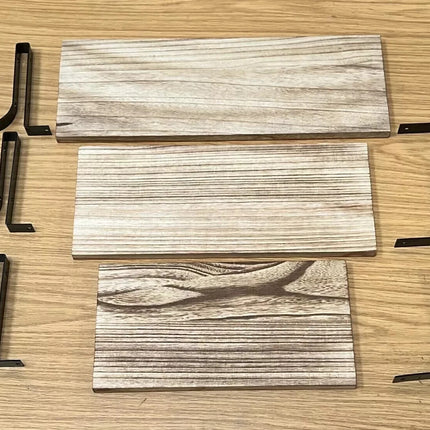 Floating Shelves Set of 3 Wall Mounted Paulownia Wood Storage Display Shelf Kit