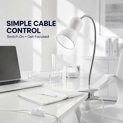 Clip On LED Desk Lamp E27 Flexible Gooseneck Reading Study Bedside Light 40W Max