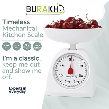 Kitchen Weight Scale 5KG White Round Mechanical Cooking Food Measuring Scale