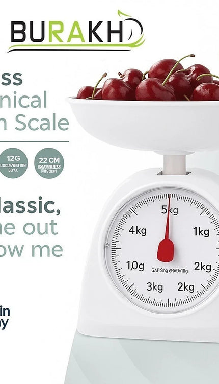 Kitchen Weight Scale 5KG White Round Mechanical Cooking Food Measuring Scale