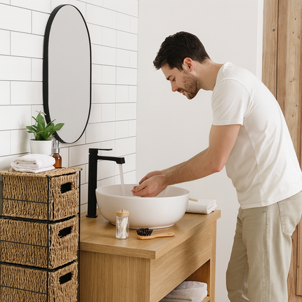 4 Drawer Slim Bathroom Storage Unit Natural Cabinet with Boxes & Shelves