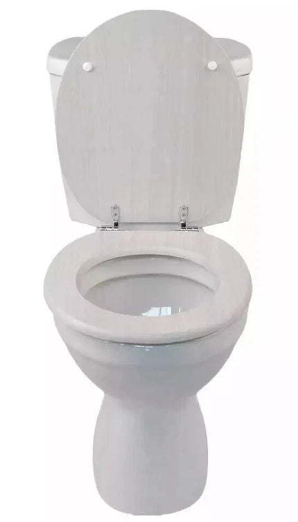 18" Universal Toilet Seat Light Grey Wooden MDF Bathroom WC Easy Fit Seat