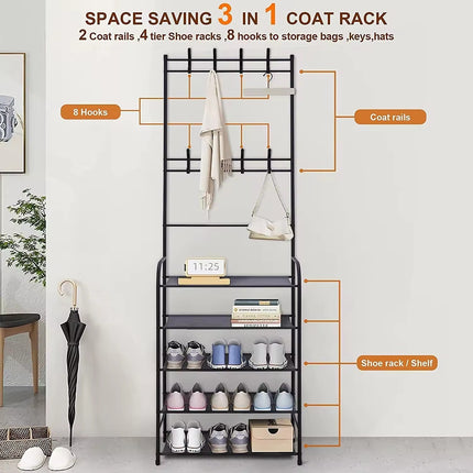 5-Tier Coat & Shoe Storage Rack