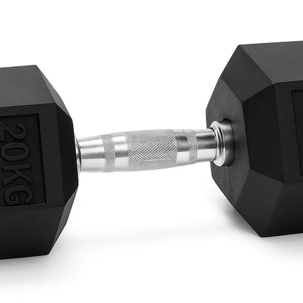 Rubber Hex Dumbbell 20kg Ergo Hand Weight Gym Strength Training Home Workout