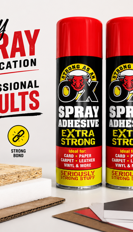 2x Adhesive Glue Spray 500ml H Duty Multipurpose Aerosol Carpet Tile Fabric Foam