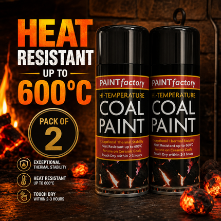 Black Coal Spray Paint 400ML High Temp Heat Resistant Ceramic Stove Gas 2-Pack