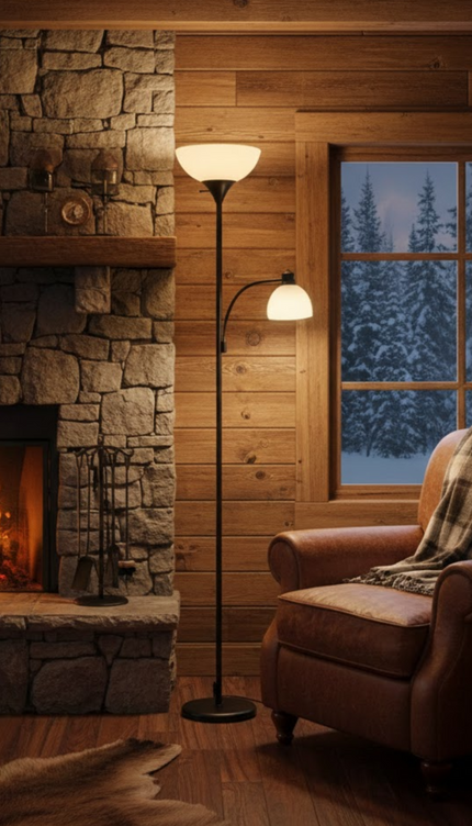 Sky Dome Floor Lamp with Reading Light Tall Standing Lamp for Living Room Study