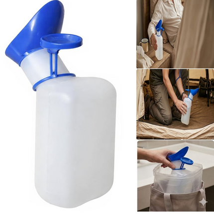 Unisex Urinal Bottle 1 Liter Portable Emergency Pee Bottle With Lid & Funnel