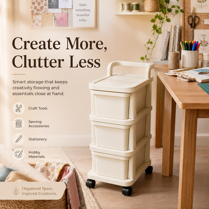 Plastic Storage Trolley Drawer Cabinet Home Office Kitchen Bathroom On Wheels