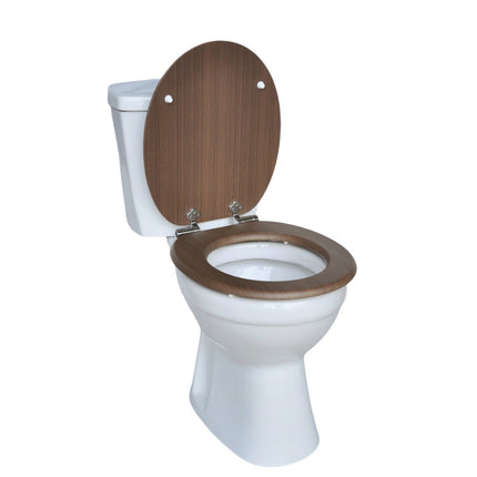 18" Universal Toilet Seat MDF Wooden Bathroom WC Easy Fit + Fittings Novelty