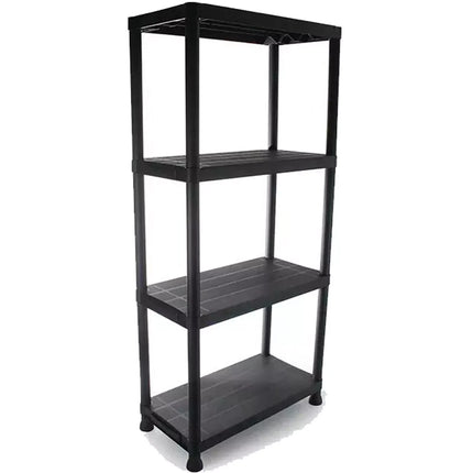 4 Tier Shelving Rack Pack Of 2 Black Plastic Storage Unit Garage Shed Home Shelf