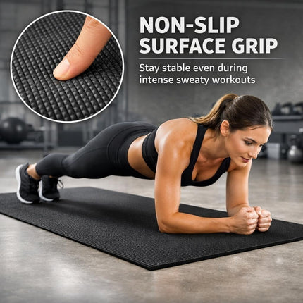 Yoga Mat Thick 10mm Non-Slip PVC Exercise Floor Mat For Gym Pilates & Home