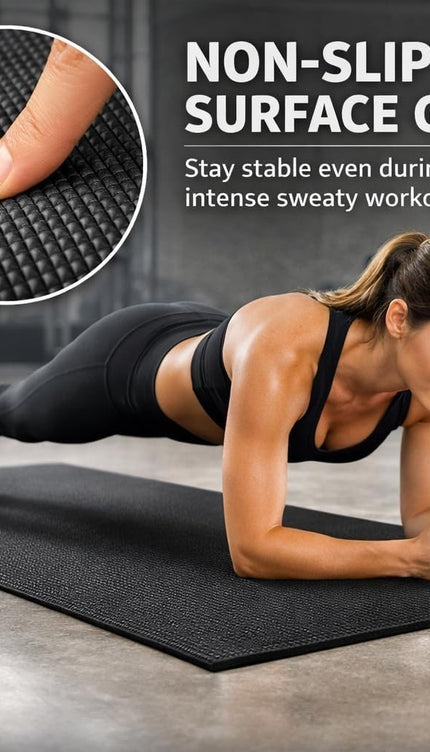 Yoga Mat Thick 10mm Non-Slip PVC Exercise Floor Mat For Gym Pilates & Home