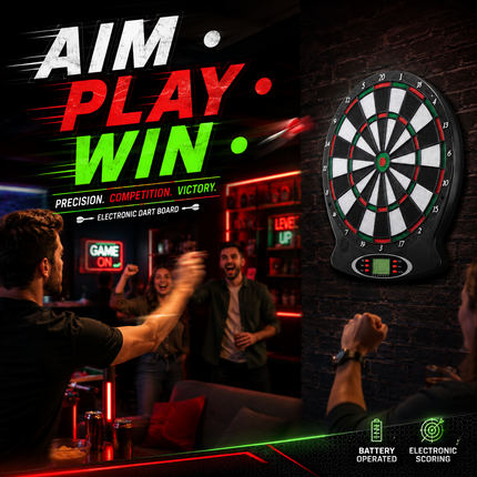 Electronic Dart Board Game LCD Digital Scoring Display Kids Dart Board, 43cm