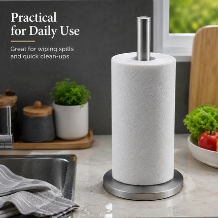 Tissue Roll Holder Free Standing Countertop Paper Stand Stainless Steel Holder