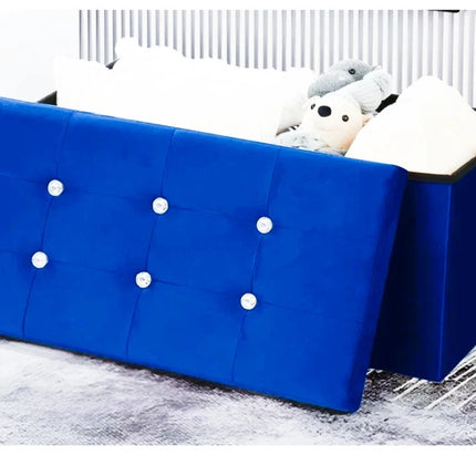 OTTOMAN STORAGE BOX FOLDING STORAGE OTTOMAN POUFFE BENCH SEAT TOY BOX 76cm