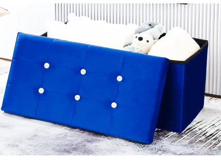 OTTOMAN STORAGE BOX FOLDING STORAGE OTTOMAN POUFFE BENCH SEAT TOY BOX 76cm