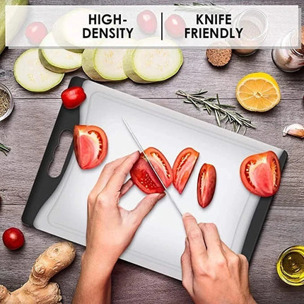 Kitchen Plastic Cutting Board With Juice Grooves With Handle Easy Grip 14x10cm