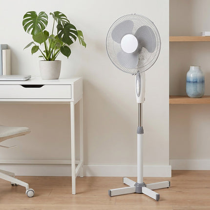 16” Fan Pedestal Oscillating Adjustable Height 3 Speed Powerful Airflow