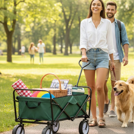 Collapsible Folding Wagon Trolley Cart 80kg On Wheels Festival Camping & Garden