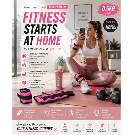 0.5kg Pink Ankle & Wrist Weights Set – 2PCS