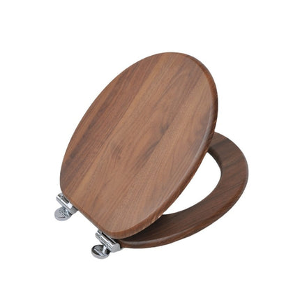 18'' Universal Wooden Toilet Seat Easy Fit Bathroom WC Seat with Fittings