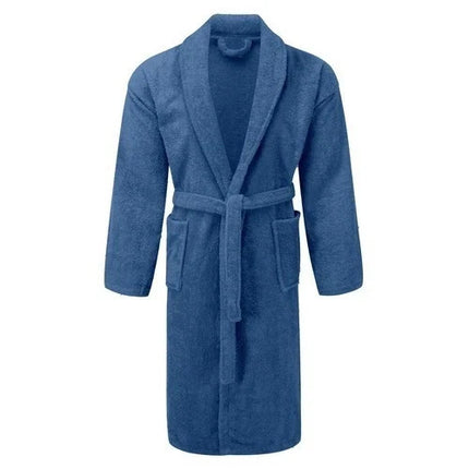 Unisex Cotton Terry Bathrobe Soft Towel Gown Dressing Robe Men Women