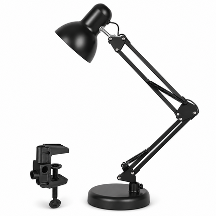 Adjustable Architect Desk Lamp E27 with Base & Clamp Metal Swing Arm Study Light