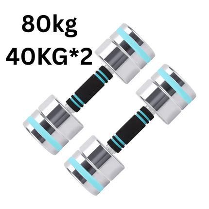 80kg Adjustable Dumbbell Pair Chrome Steel Anti Slip Ultra Compact Gym Exercise