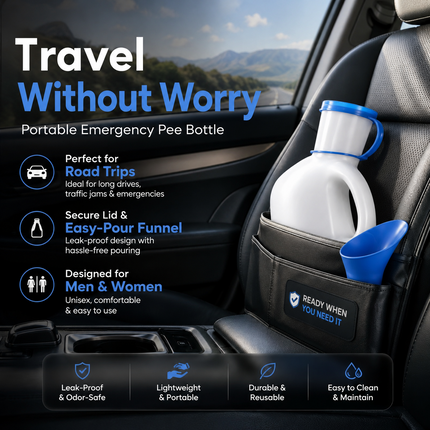 Unisex Urinal Bottle With Lid Funnel 1L Patients Travel Camping Pee Container