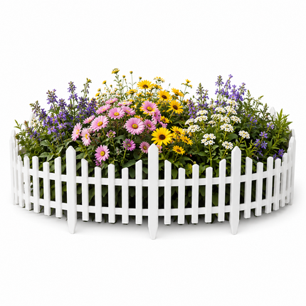 Lawn Border Fence 10PCS White Wood Effect Garden Edging Panels