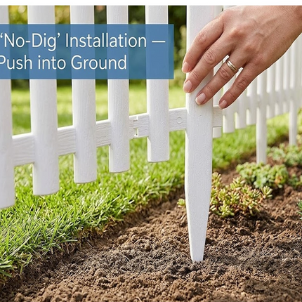 Lawn Border Fence 10PCS White Wood Effect Garden Edging Panels