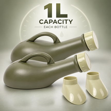 Unisex Urinal Bottle 1L Men & Women Spill-Proof Funnel Portable Bed Car Travel